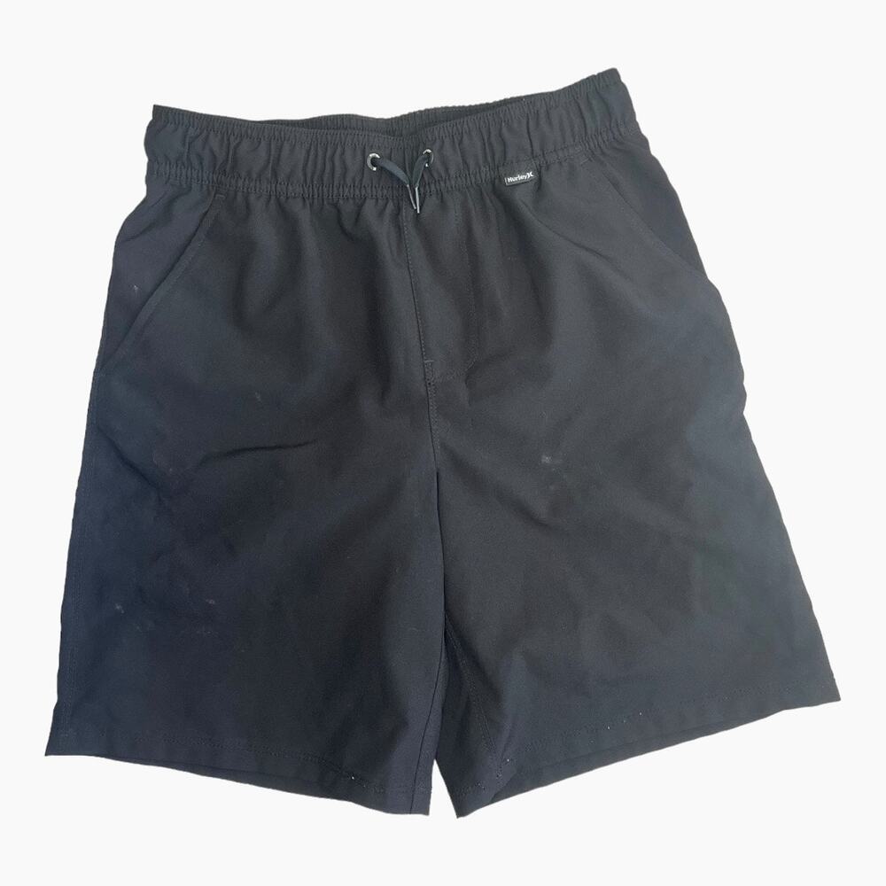 Hurley black swim trunks elastic waist drawstring back pocket mesh lined Large